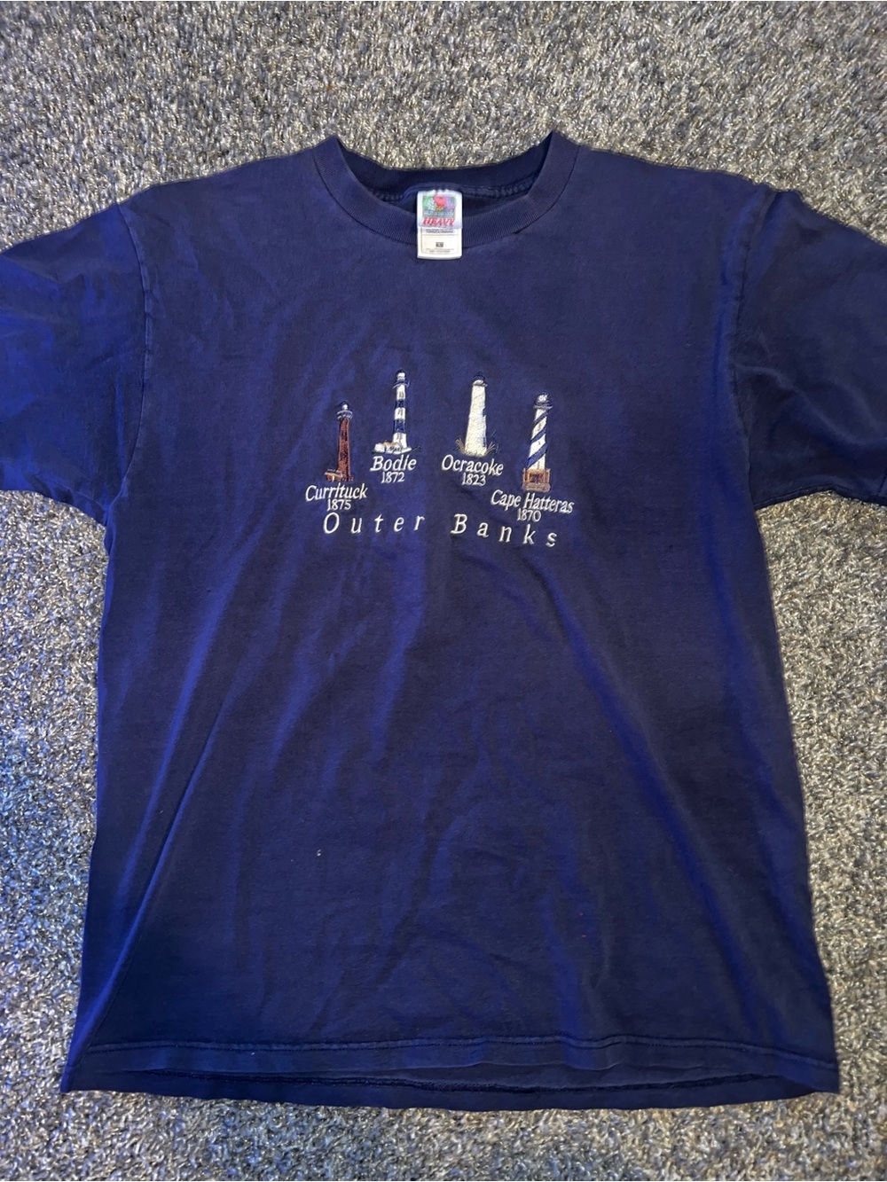 Fruit of the Loom Navy Outer Banks Lighthouse Graphic Tee
